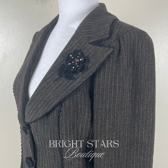 Extremely Rare Blazer Jacket ASO Lorelai Gilmore Girls Applique Flower Brown - Picture 10 of 12
